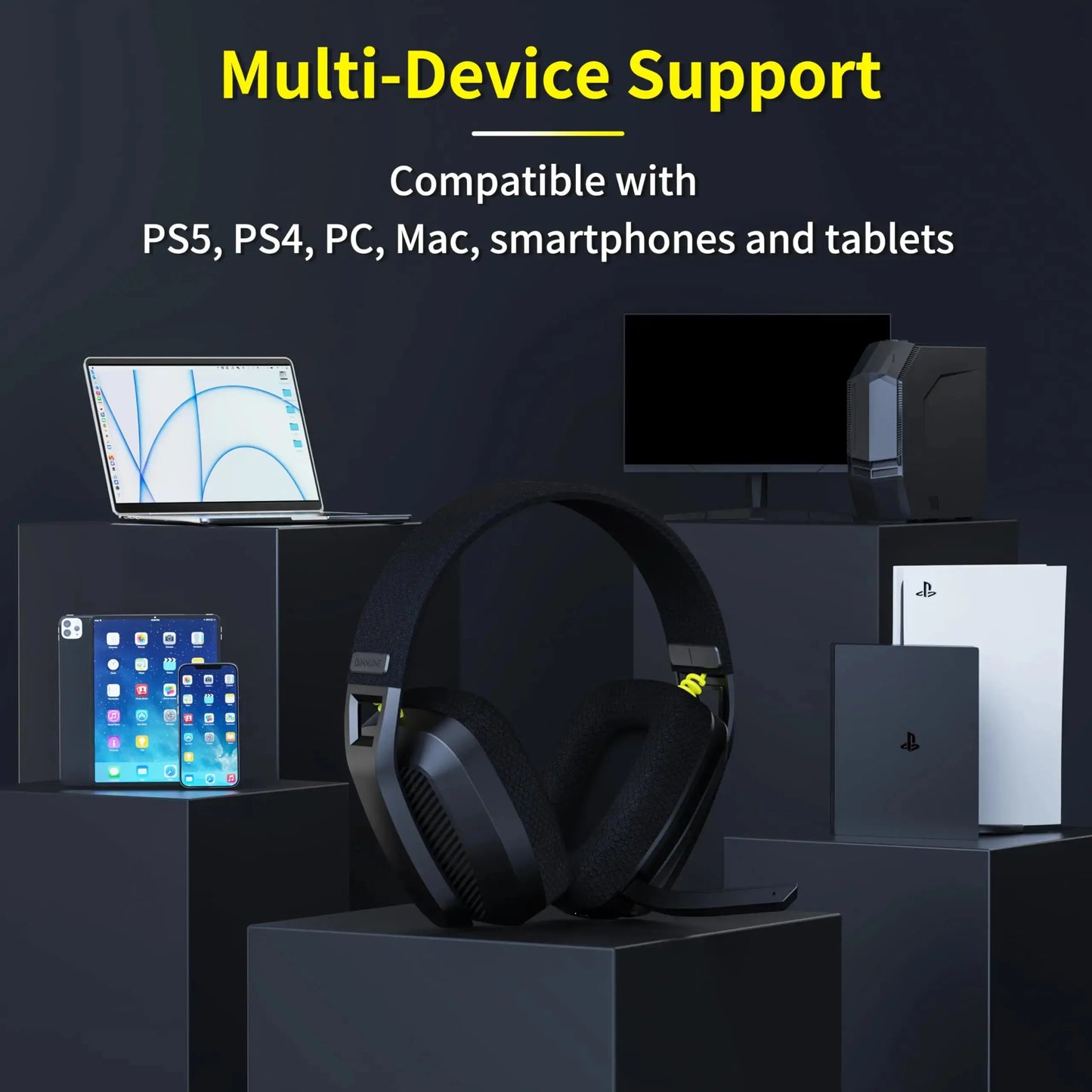Wireless Gaming Headset With Mic – 2.4GHz & Bluetooth