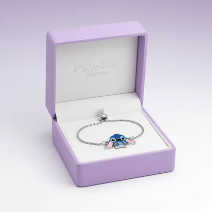 Pulsera de Personaje Azul Esmaltado con Circonitas 100% Acero Inoxidable