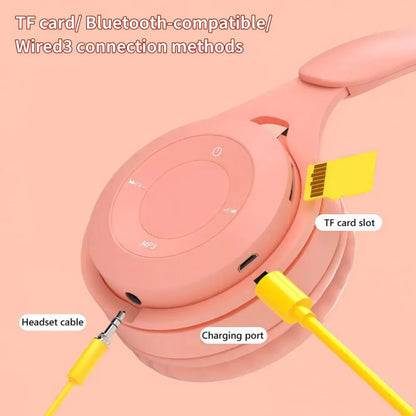 Wireless Macaron Kids Headphones With Mic For Gaming