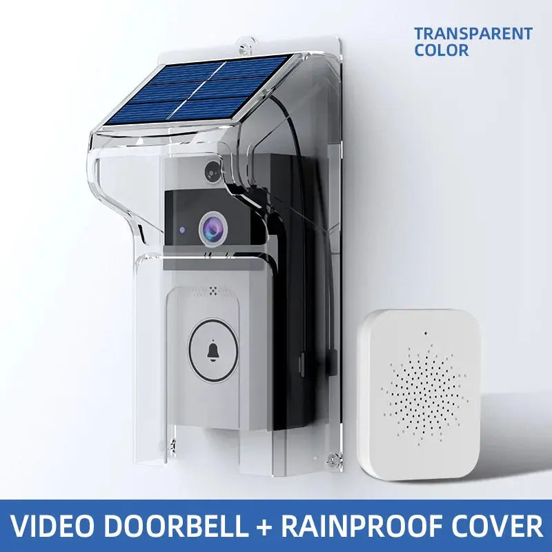 Wireless Video Doorbell with Solar Rain Cover Waterproof WiFi Doorbell Camera Color Intercom Video Doorbell Smart Home Security