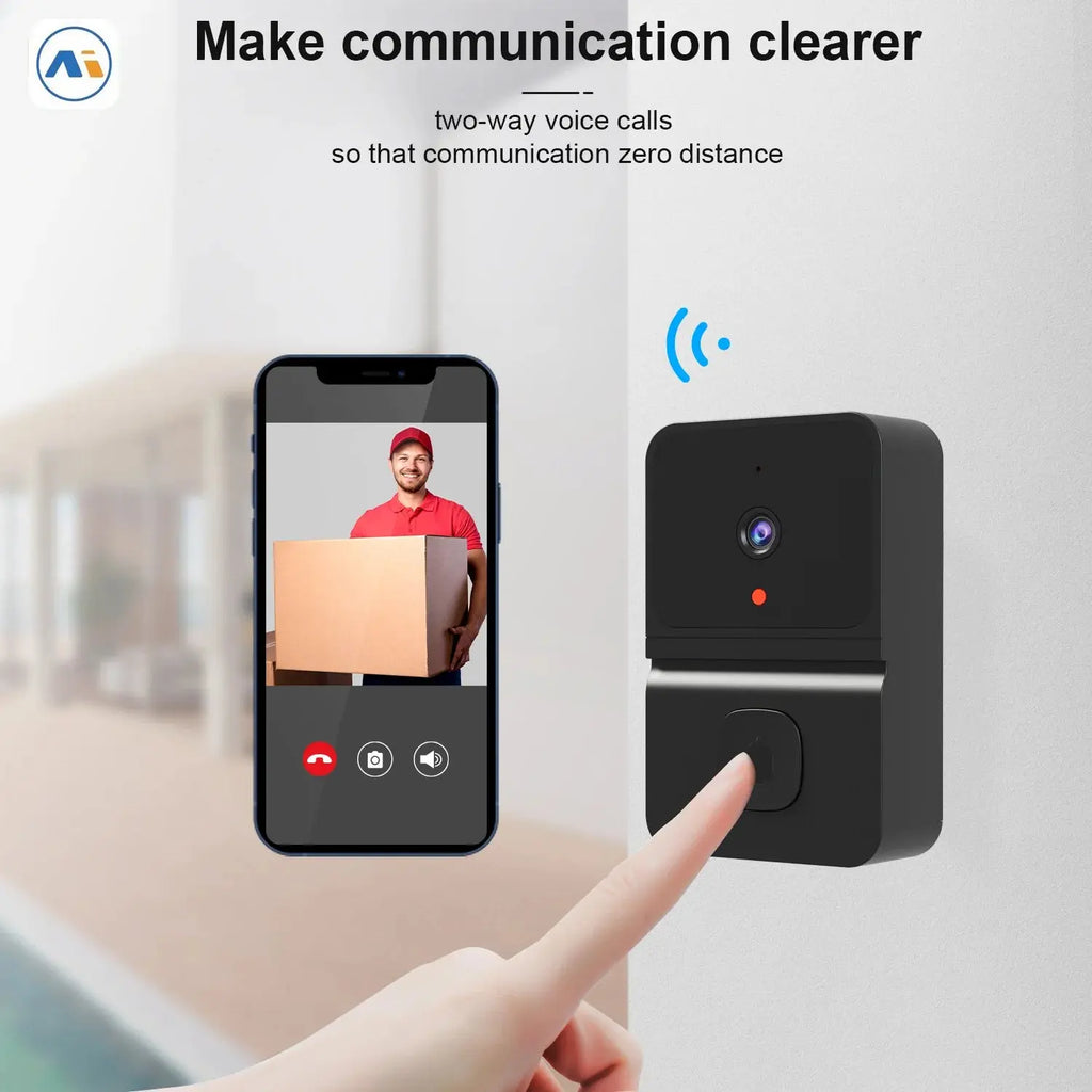 Wireless WiFi Doorbell with Outdoor HD Security Camera, Night Vision Video Intercom, Voice Changer for Home Monitoring Door Phone