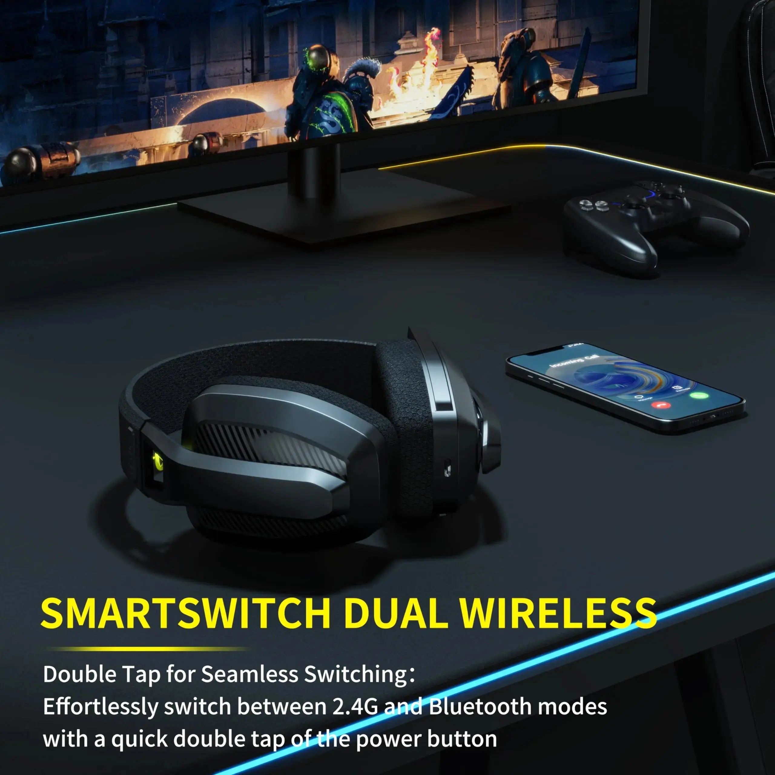 Wireless Gaming Headset With Mic – 2.4GHz & Bluetooth