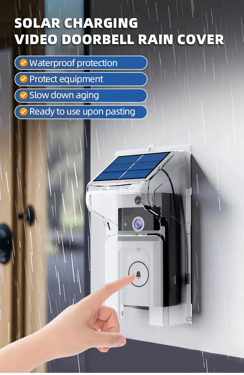 Wireless Video Doorbell with Solar Rain Cover Waterproof WiFi Doorbell Camera Color Intercom Video Doorbell Smart Home Security
