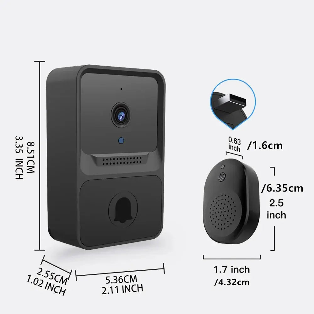 Wireless WiFi Doorbell with Outdoor HD Security Camera, Night Vision Video Intercom, Voice Changer for Home Monitoring Door Phone