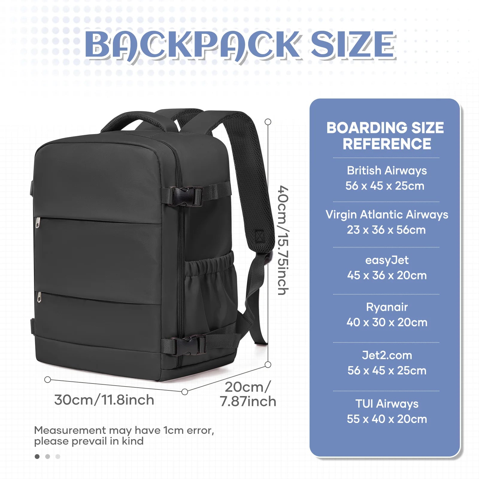 Clothing Storage Bag Personal item storage Backpack Ryanair Backpack 40x30x20 Cabin Bag, Vacuum Storage Bag With Manual Pump