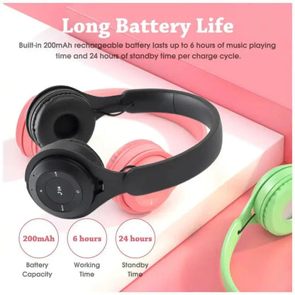 Wireless Macaron Kids Headphones With Mic For Gaming