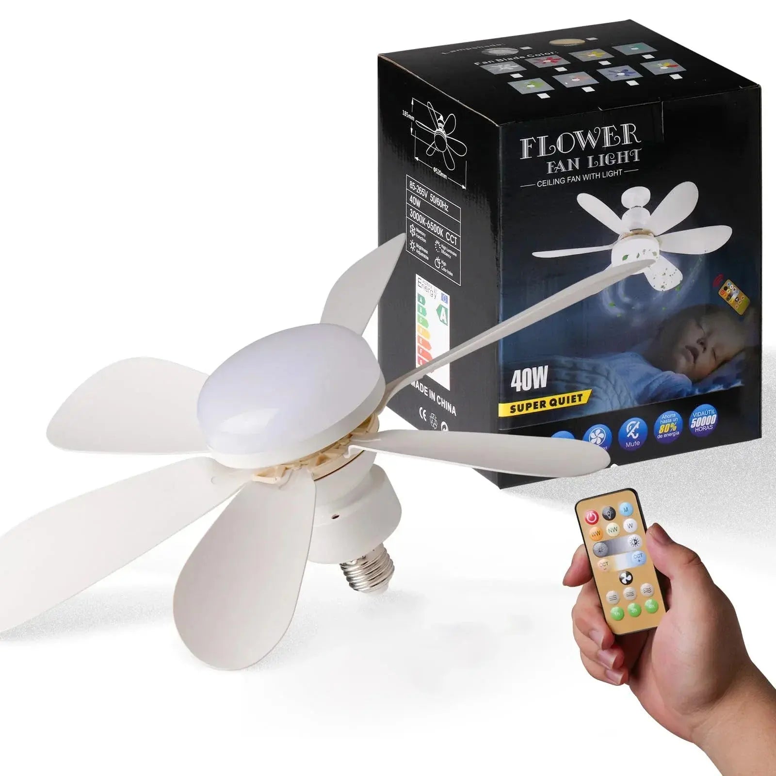 LED Ceiling Fan Light E27 40W with Remote Dimming