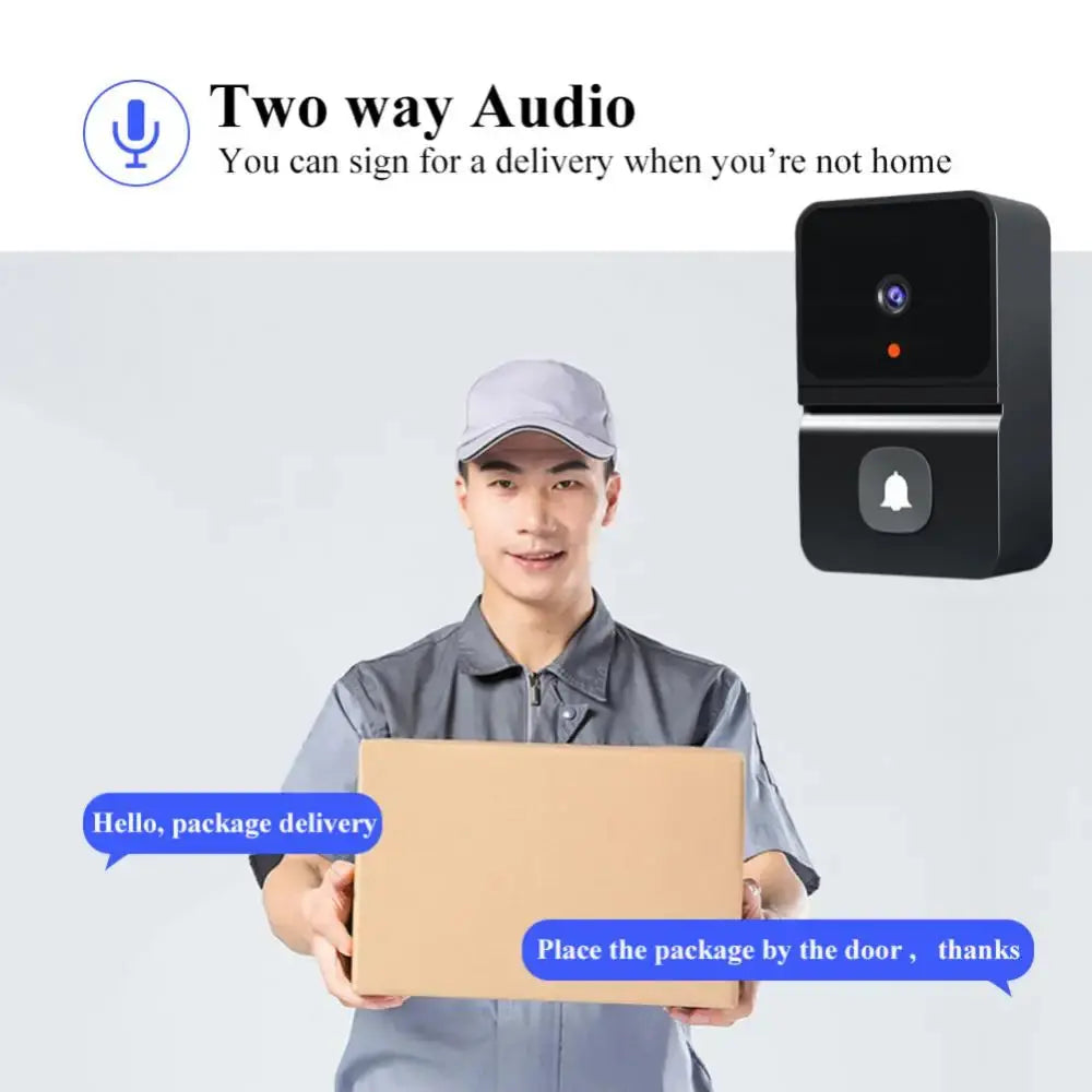 Wireless WiFi Doorbell with Outdoor HD Security Camera, Night Vision Video Intercom, Voice Changer for Home Monitoring Door Phone