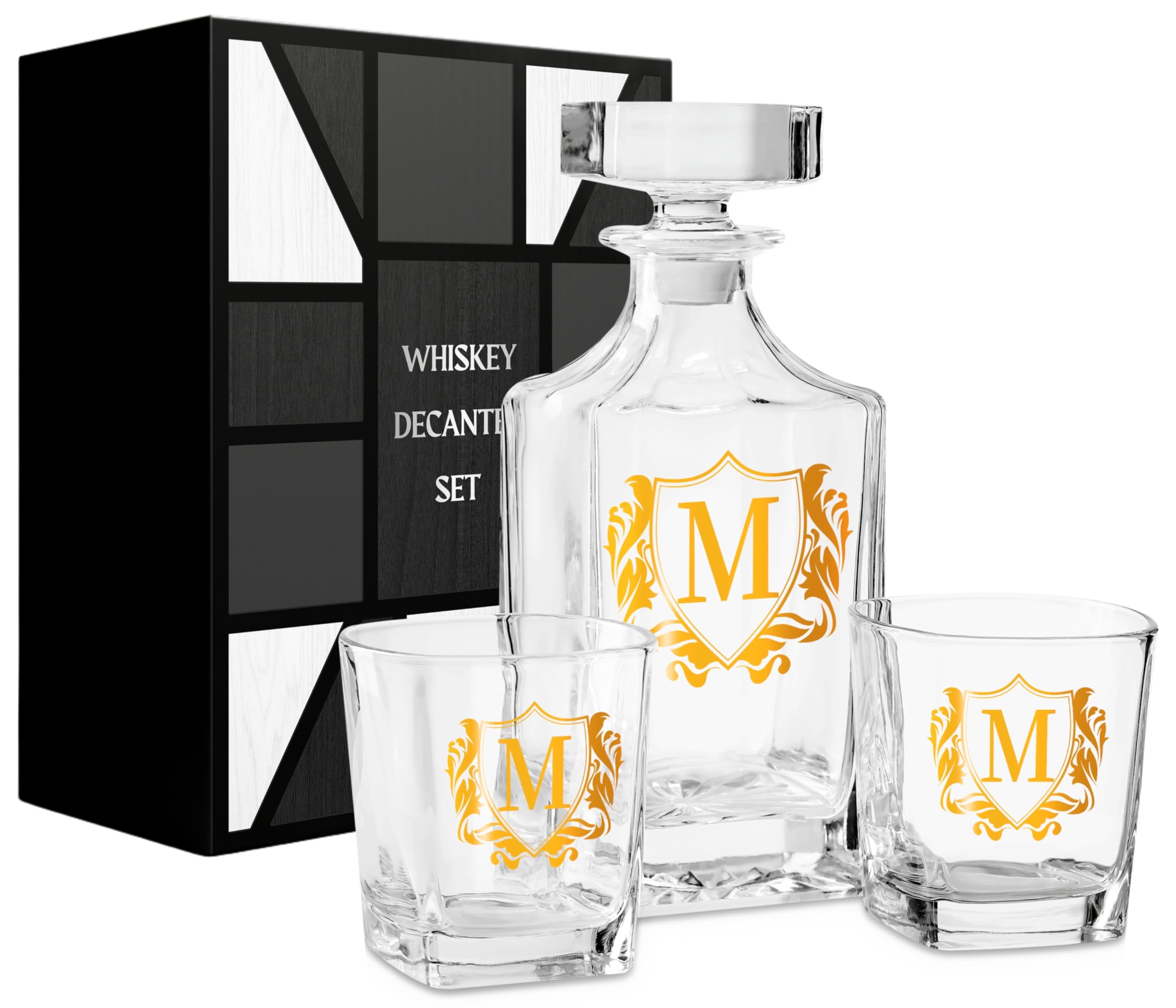 Personalized Whiskey Decanter Set Customized Alcohol Gifts for whiskey Lovers Unique Whiskey Gifts for Men Dad Uncle on Birthdays and Christmas